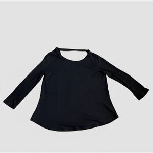 LOFT Black Long Sleeve Open Back A-line Blouse Top, M